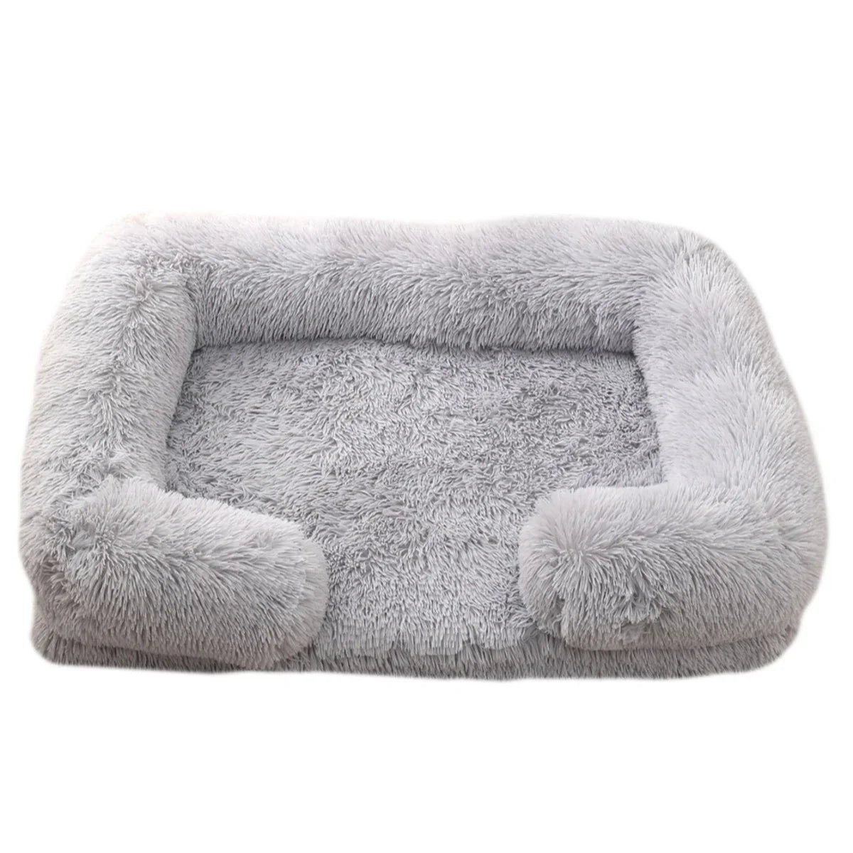 Square Plush Dog Bed with Memory Foam – Thickened Winter Pet Sofa Bed with Removable Cover (S/M/L/XL)