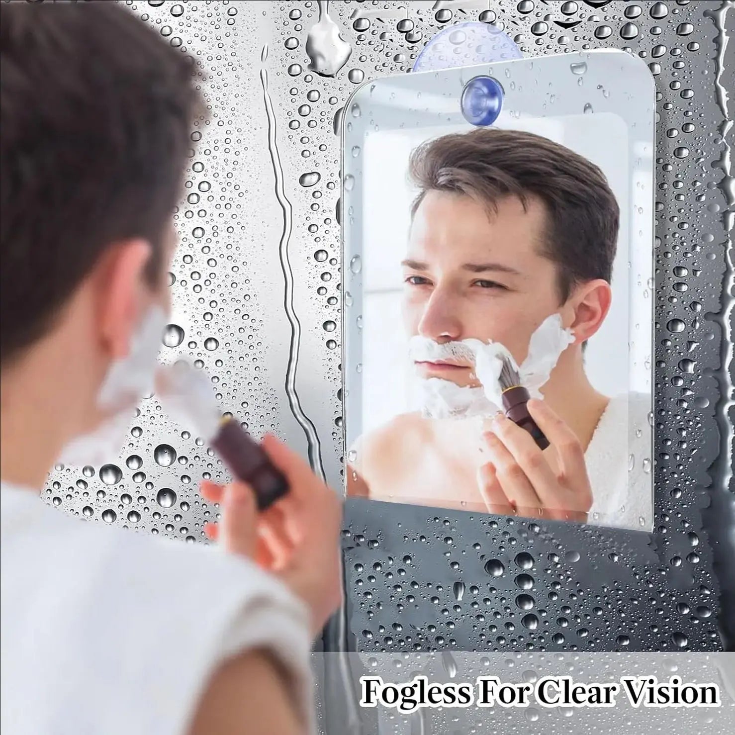 Fogless Acrylic Shower Mirror 6-Inch (15 cm) – Portable Travel Shaving & Makeup Mirror, Self-Contained Bathroom Mirror