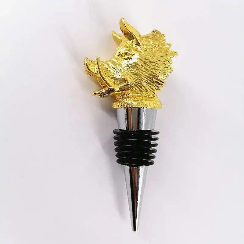 Zinc Alloy Animal Head Wine Pourer - Decorative Bottle Pour Spout & Stopper (Deer, Elk, Lion, Leopard, Wolf, Eagle, Dragon)