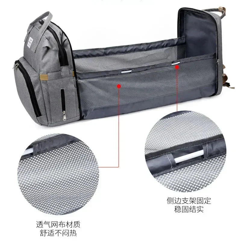 Large Capacity Mommy Diaper Bag Backpack with Changing Mat, 36–55L Baby Nursing & Nappy Organizer