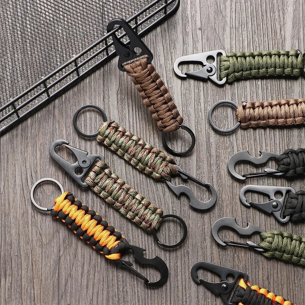 Paracord Survival Bracelet Keychain Handwoven Wrist Strap for Hiking and Camping Backpack - 1 or 20 Pack