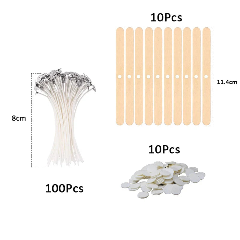 120-Pack Waxed Cotton Candle Wicks with Metal Stands, Smokeless Wicks for DIY Soy, Gel & Paraffin Candle Making