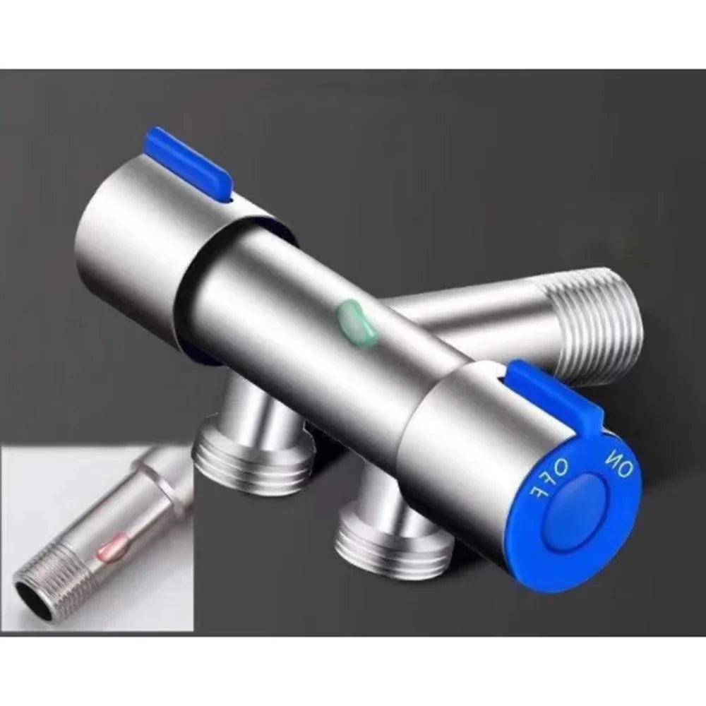 Double-Handle Stainless Steel Bathroom Faucet - Dual Control Cold Water Washing Machine Angle Valve