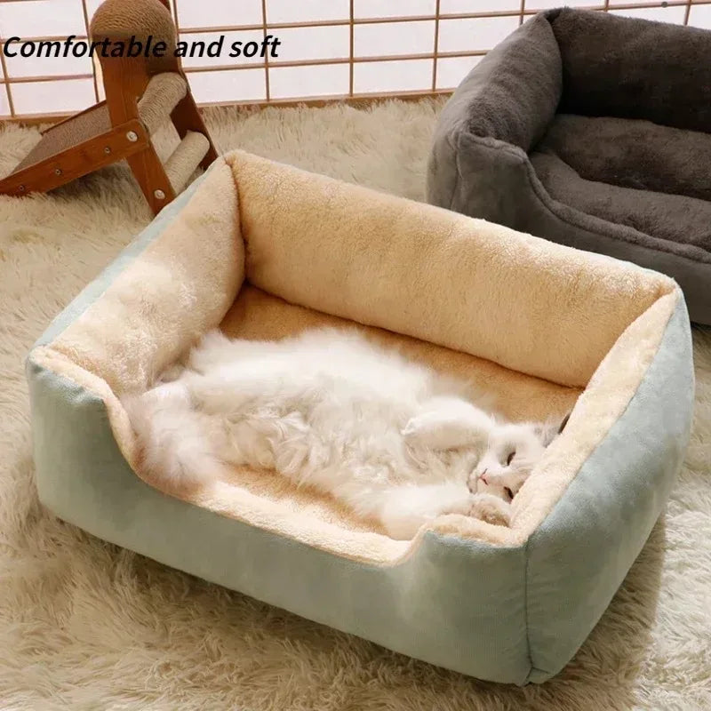 Plush Pet Bed for Cats and Small Dogs – Cozy Winter Cat Cushion House