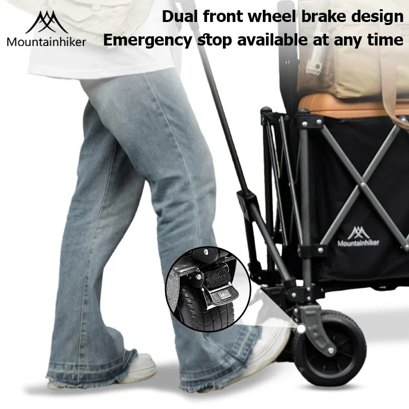 240L (63.4 gal) Camping Handcart Wagon – 900D Oxford Fabric & Iron Frame, Foldable Utility Cart, 2 Colors