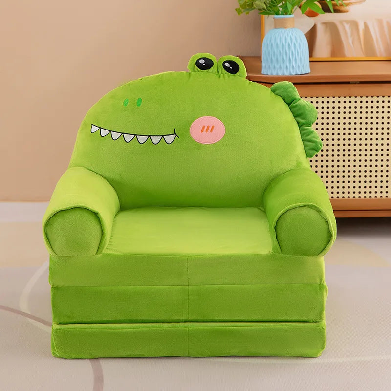 Foldable 3-Layer Plush Kids Sofa Chair Cartoon Baby Seat with Removable Cover