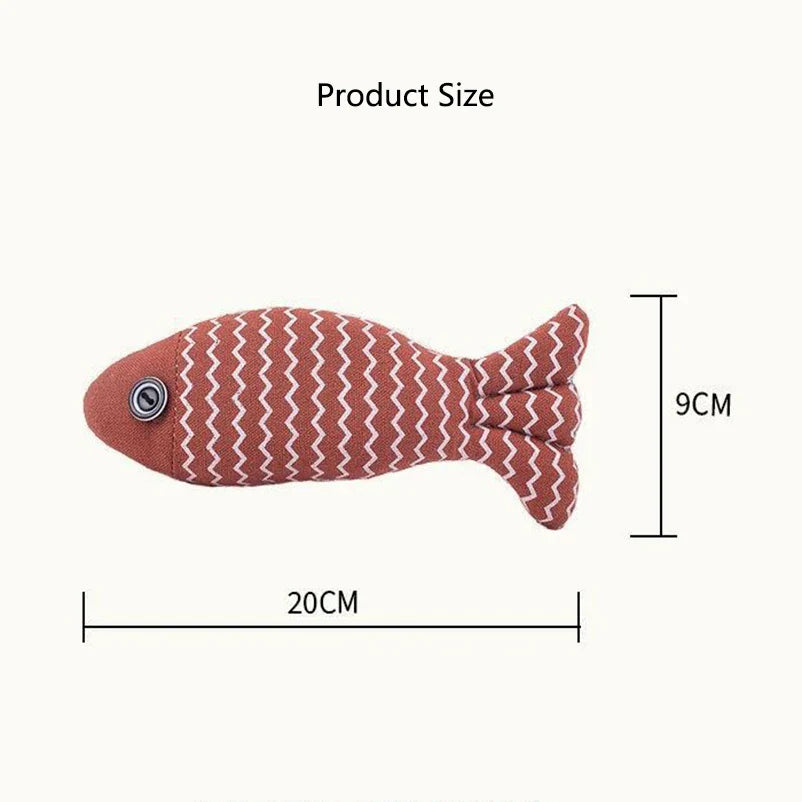 Burlap Fish Cat Toy — Interactive Chew-Resistant Teeth-Cleaning Fish Toy for Cats