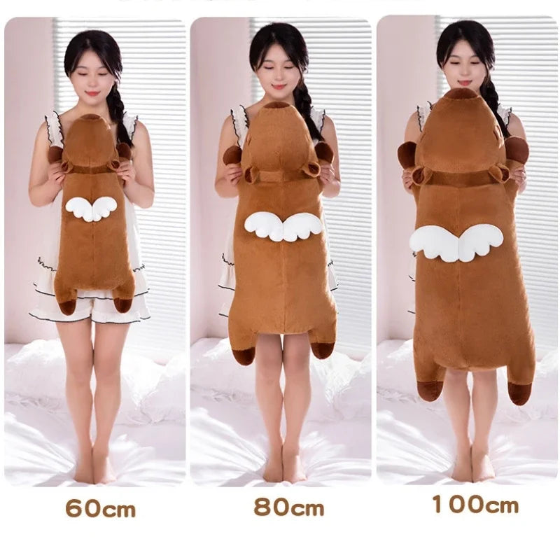 Kawaii Giant Capybara Plush Pillow with Wings – Brown/Orange Lying Stuffed Animal Cushion, 60/80/100 cm (24/31/39 in)