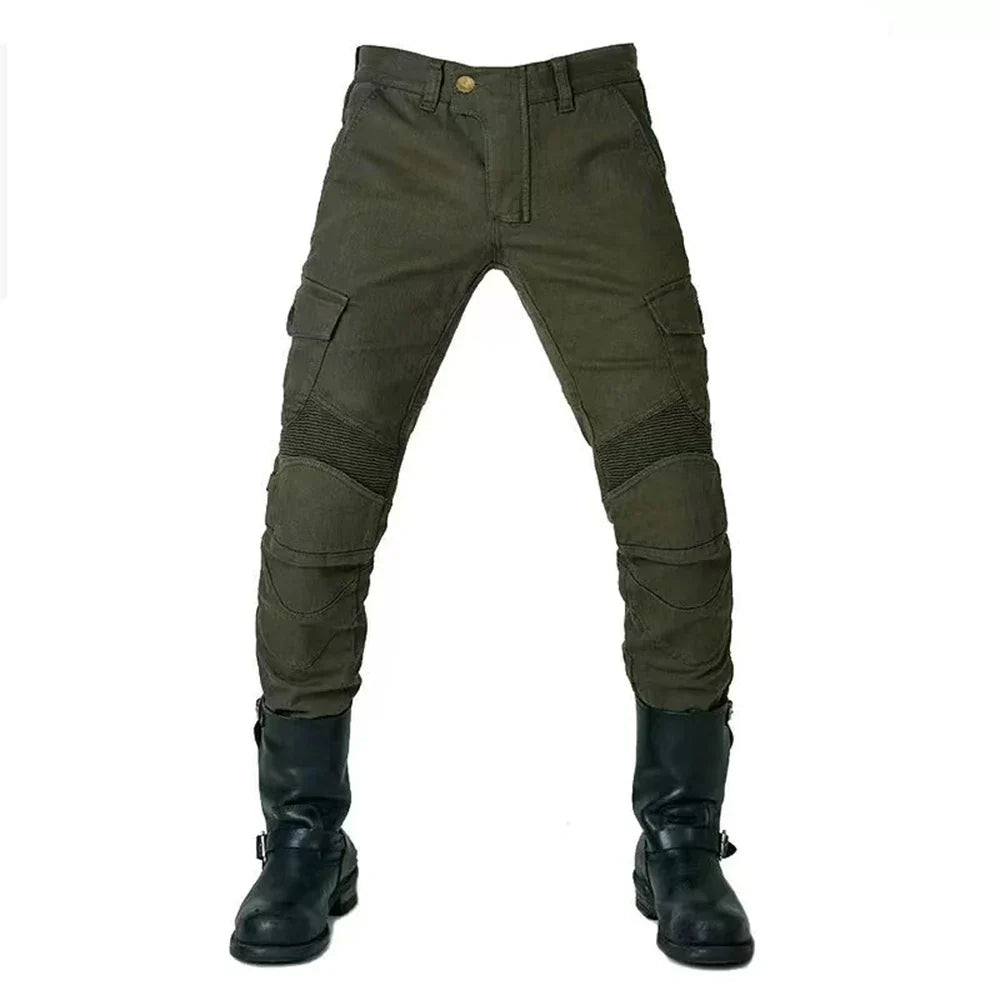 Men's Motorcycle Riding Pants with Detachable Knee and Hip Protectors Four-Season Casual Jeans