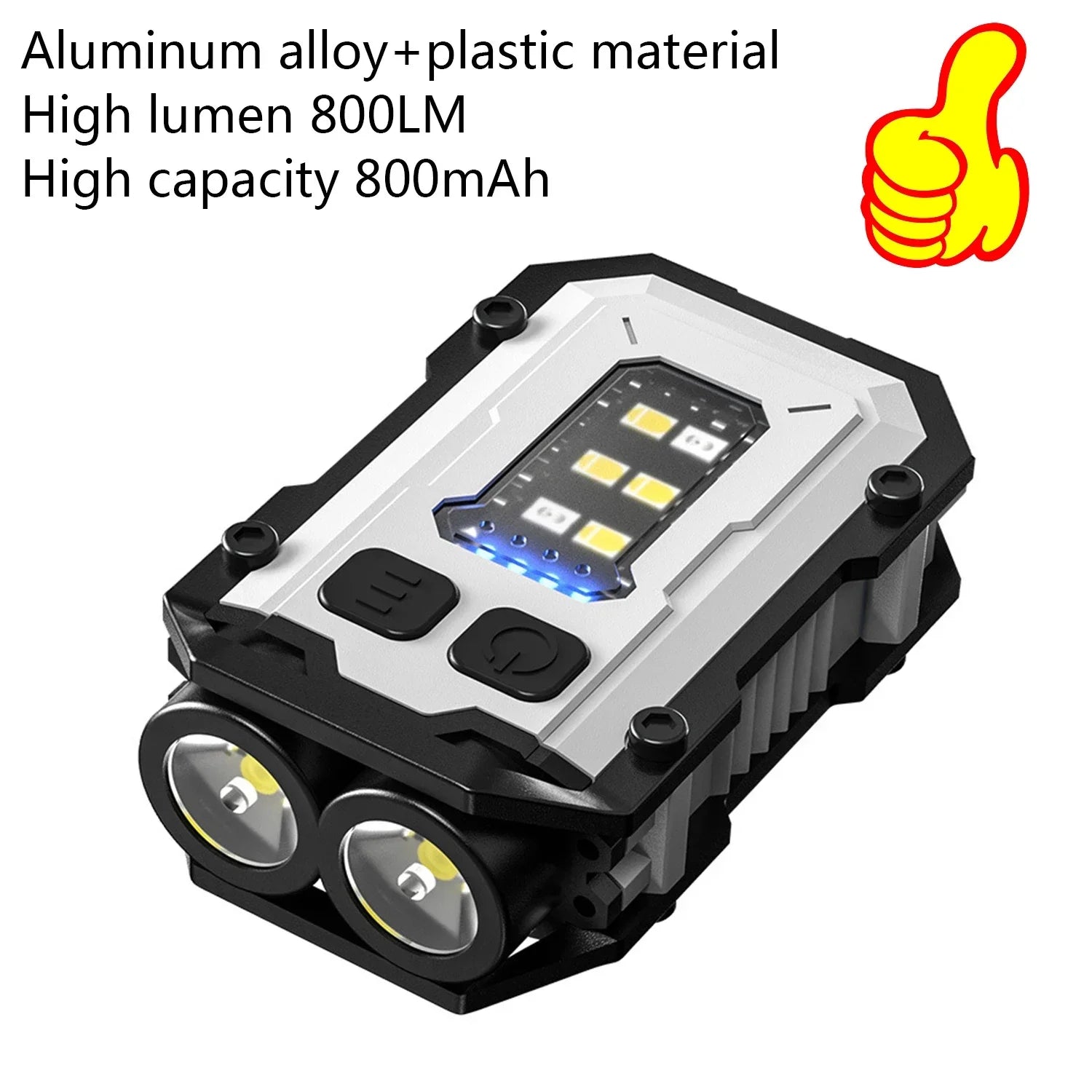 Mini USB Rechargeable LED Flashlight with Tail Magnet – 300 Lumen COB Side Light, Type-C Portable Camping Lantern & Power Bank