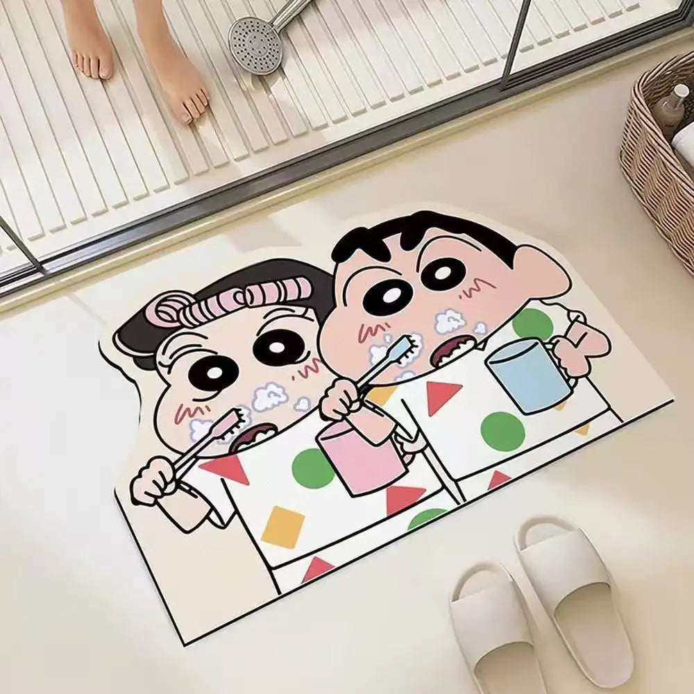 Quick-Dry Anime Shower Mat - Soft Absorbent Cartoon Bath Rug for Bathroom and Home Gift