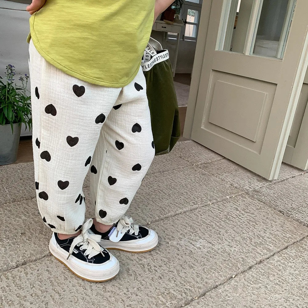 Baby & Toddler Unisex Cotton Harem Pants - Printed Summer Loose Full-Length Trousers (2T-7T / 80-120 cm)