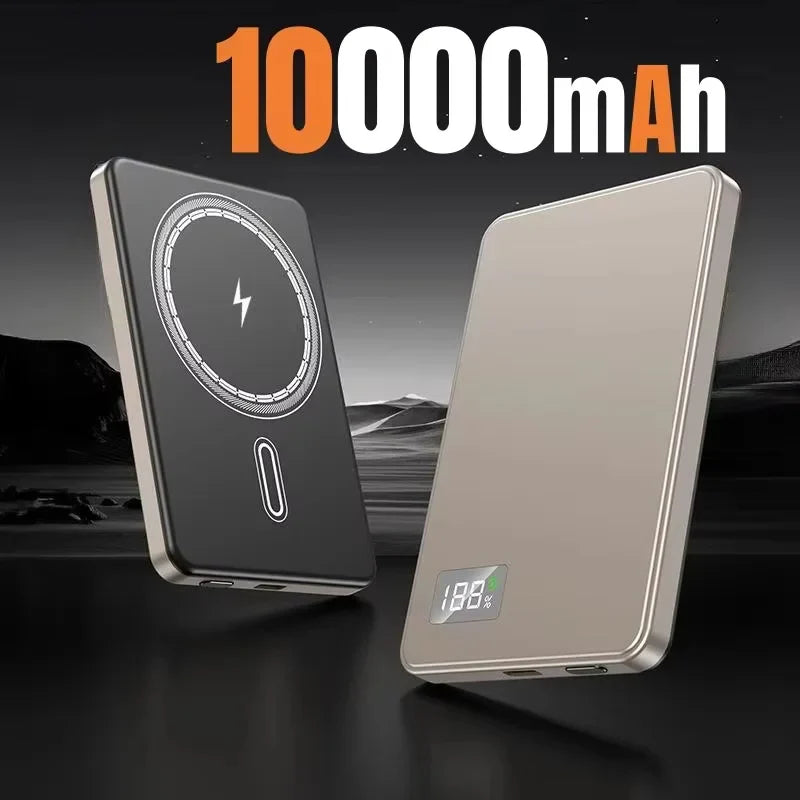 Magnetic Wireless Power Bank 10,000 / 20,000 / 50,000mAh — PD 25W Fast Charge, 2x USB & Wireless Qi, Digital Display, LED Light