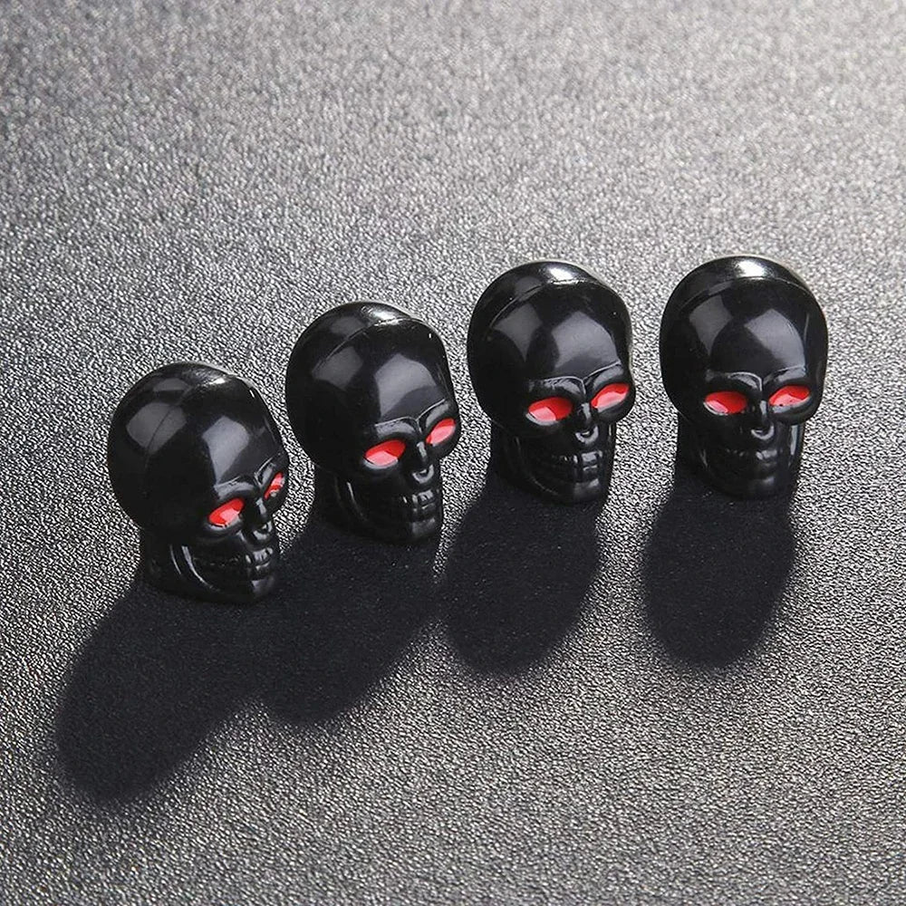 Skull Valve Stem Caps 4-Pack ABS Chrome Tire Valve Covers for Cars Motorcycles Bikes