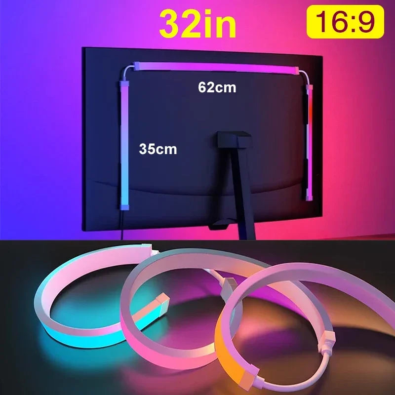 USB RGB LED Backlight Strip for Monitors – Ambilight Sync PC Gaming Ambient Light, Fits 24–34 in (61–86 cm)