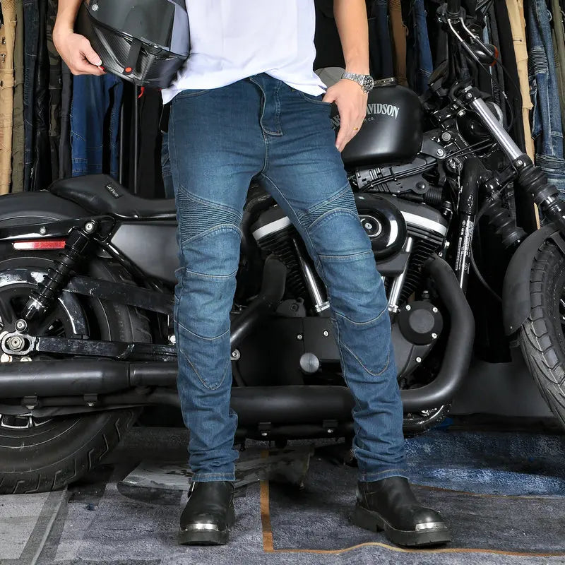 Men's Motorcycle Riding Jeans – Removable CE Knee & Hip Armor, All-Season Protective Racing Pants