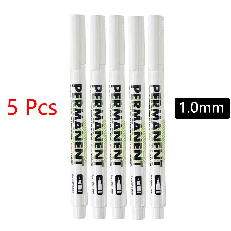White Opaque Oily Waterproof Gel Marker Pen - Multi Nib Sizes 0.8/1.0/2.0/2.8mm for DIY, Graffiti, Sketching