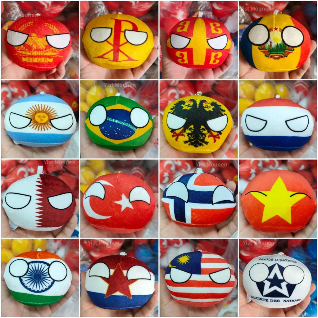 Polandball Countryball Plush Keychain 10 cm (3.9 in) 70 Designs Country Ball Pendant Stuffed Toy for Kids