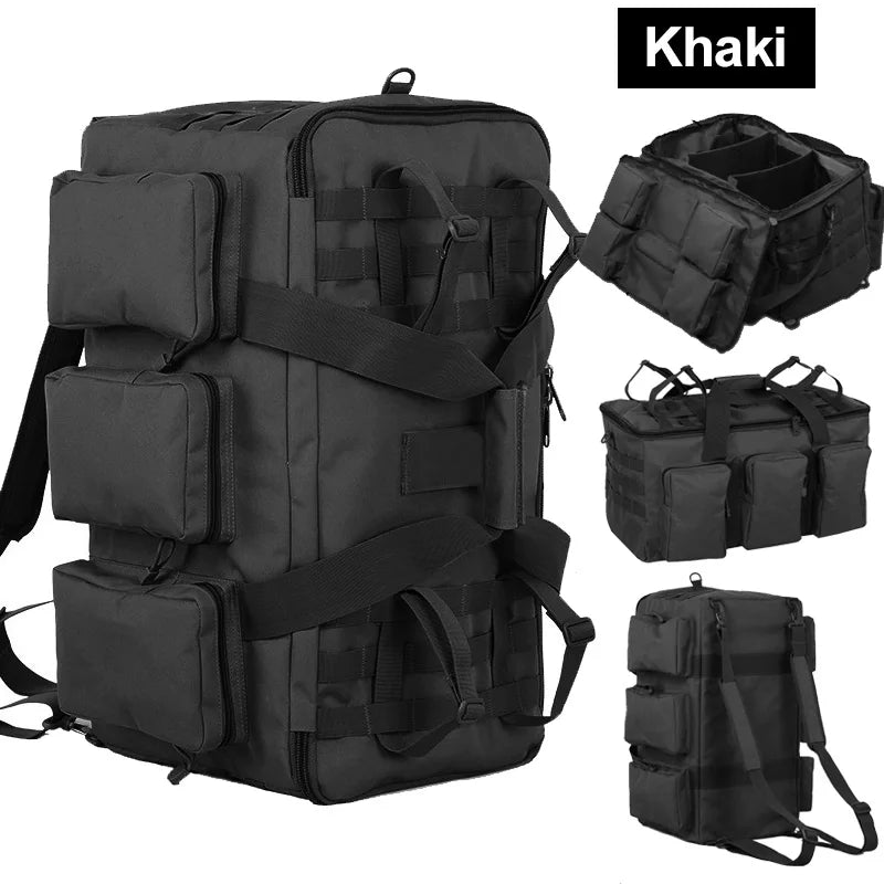 55L Tactical Duffel Backpack – Convertible Weekend Travel, Gym & Camping Bag with MOLLE Webbing