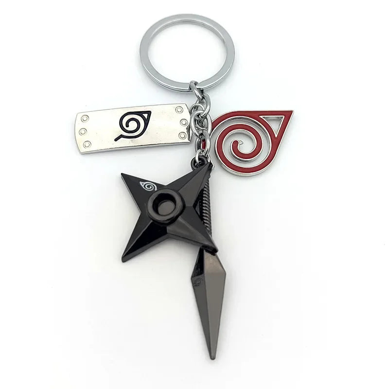 Anime Ninja Keychain Set: Kunai, Shuriken & Red Cloud Charms for Backpack, Car & Keys