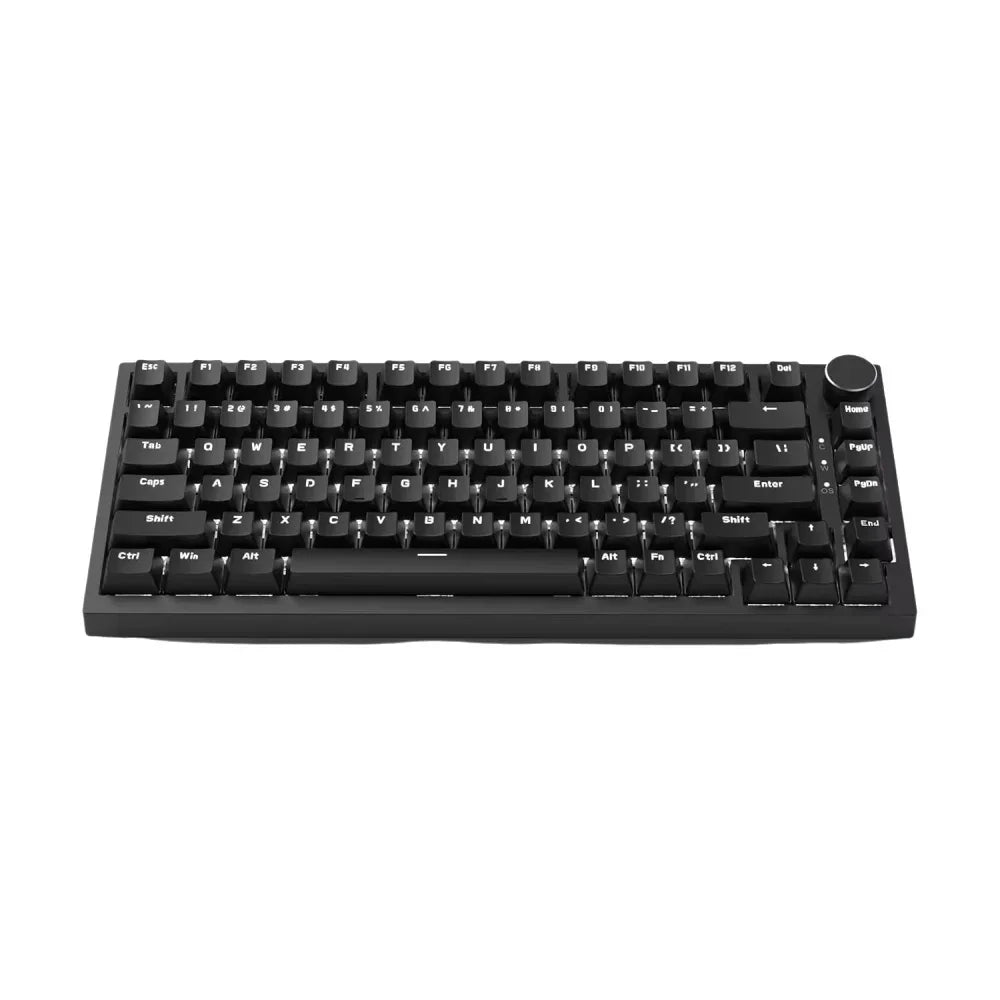 82-Key Hot-Swappable Mechanical Keyboard with Rotary Volume Knob, USB Wired & 2.4GHz Wireless, Monochrome Backlight