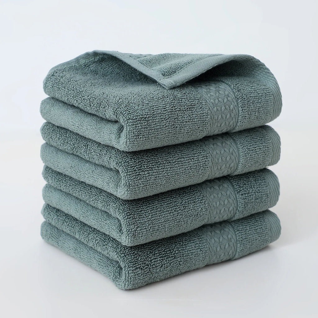 4-Pack Pure Cotton Square Face Towels 30 x 30 cm (11.8 x 11.8 in) Soft Absorbent for Face, Bath & Household