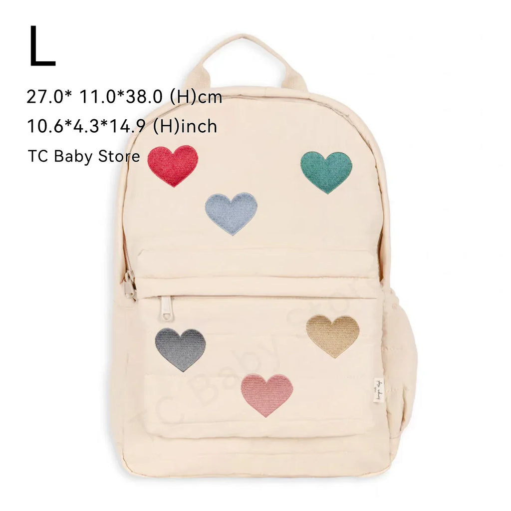 Kids Cotton Backpack (S/L) – Kindergarten & Travel Schoolbag for Toddlers, Children and Moms, Waterproof Geometric Cherry Lemon
