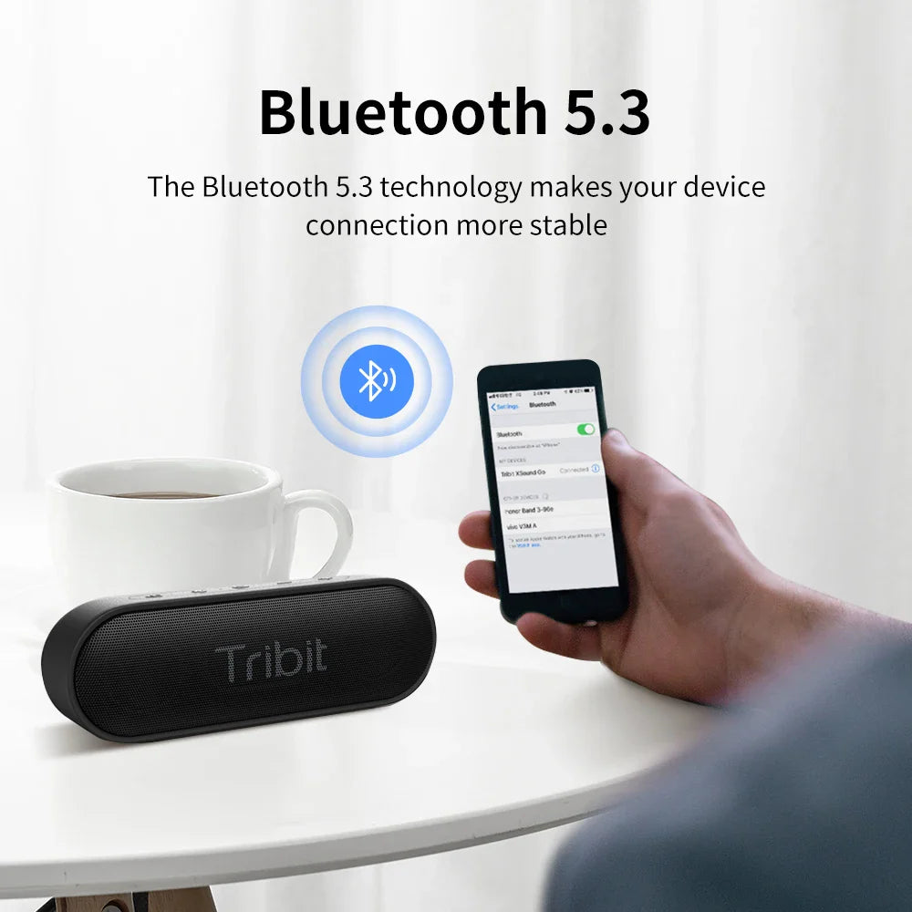 Portable Bluetooth Speaker IPX7 Waterproof 16W, 24-Hour Playtime, Bluetooth 5.3, Type-C & AUX for Party and Camping