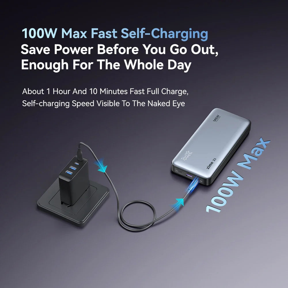25000mAh 145W Portable Power Bank USB-C PD 3.1 Fast Charging for Laptop Phone with LED Display