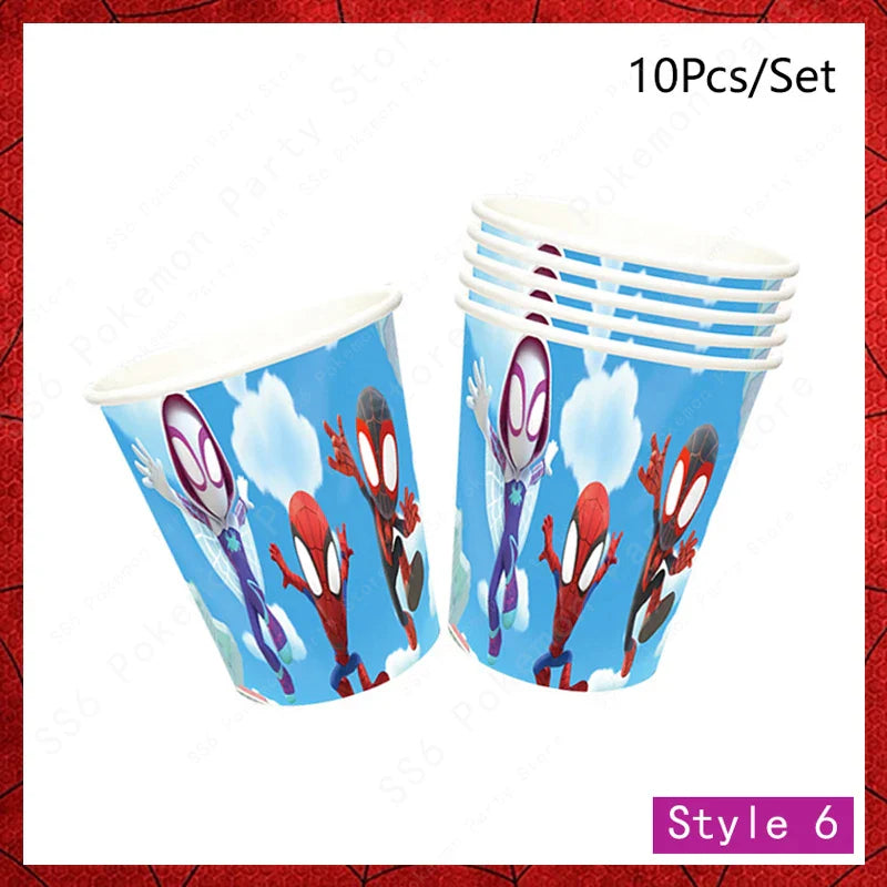 Spiderman Kids Birthday Party Supplies - Disposable Tableware Set with Plates, Cups, Napkins & Favor Bags