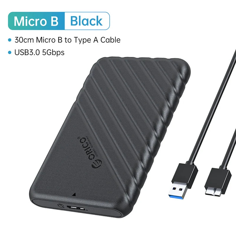 2.5-Inch SATA to USB 3.0 and Type-C External HDD Enclosure — Fits 7-9.5mm SSD/HDD, Up to 6TB, 5Gbps/6Gbps