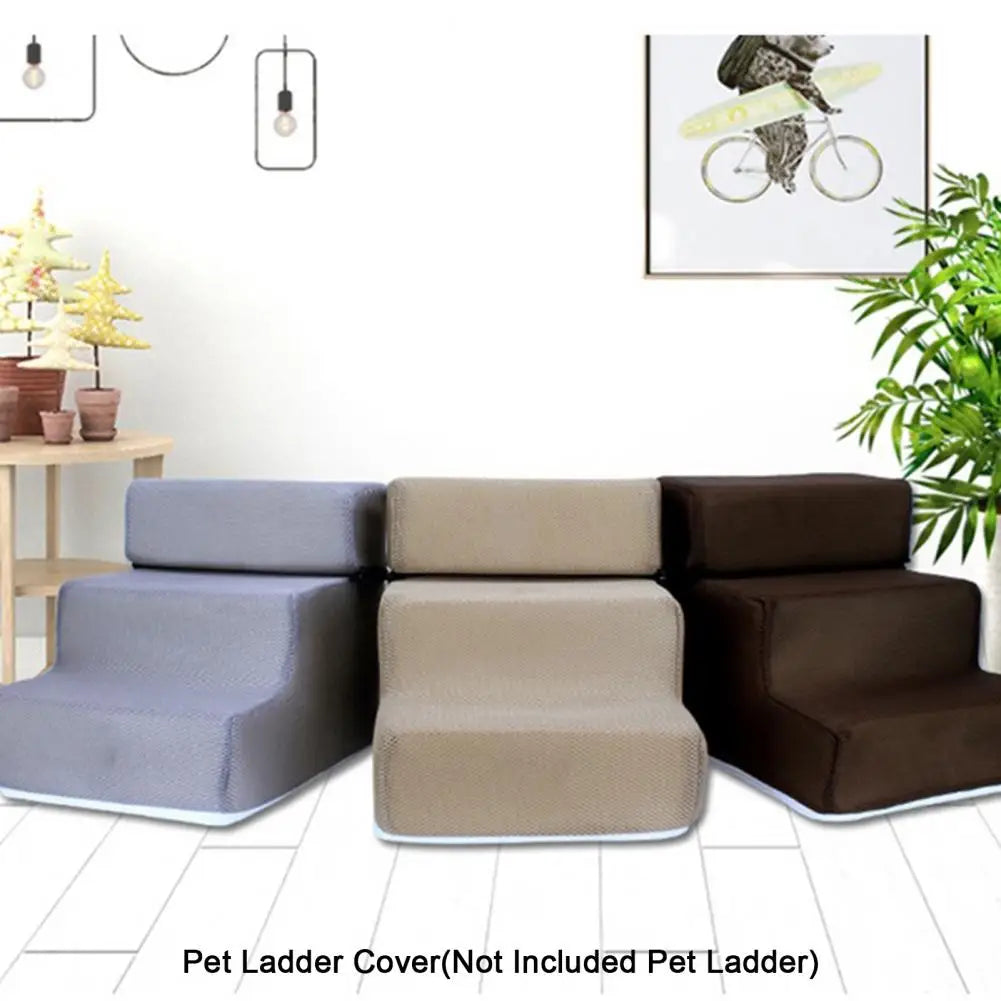 Detachable 3-Step Pet Stair Cover - Anti-Slip Faux Leather & Mesh Ramp Case, 11.8 x 11.8 x 13.8 in / 30 x 30 x 35 cm