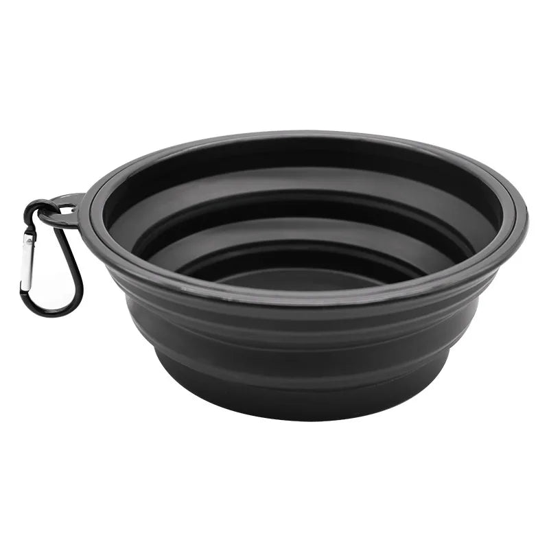 Collapsible Silicone Pet Travel Bowl with Bottle & Carabiner – 2-in-1 Food & Water Dispenser (350/650/1000 ml | 11.8/22/33.8 fl oz)