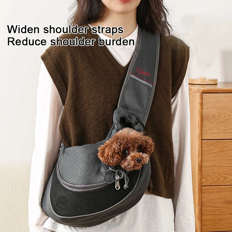 Pet Sling Carrier Shoulder Bag — Mesh Crossbody Travel Carrier for Small Dogs & Cats (S: up to 6.6 lb / 3 kg, L: up to 13.2 lb / 6 kg)