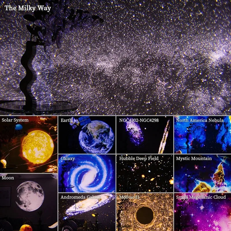 Galaxy Star Projector Night Light 360° Rotating LED Planetarium Lamp – Starry Sky Nightlight for Kids Room & Home Decor