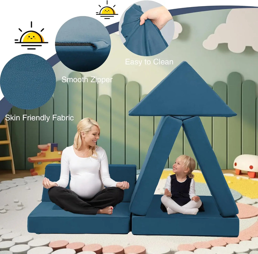 22-Piece Modular Kids Play Couch — Convertible Toddler Foam Sofa for Playroom, Bedroom & Living Room, Buildable Play Blocks for Imaginative Play