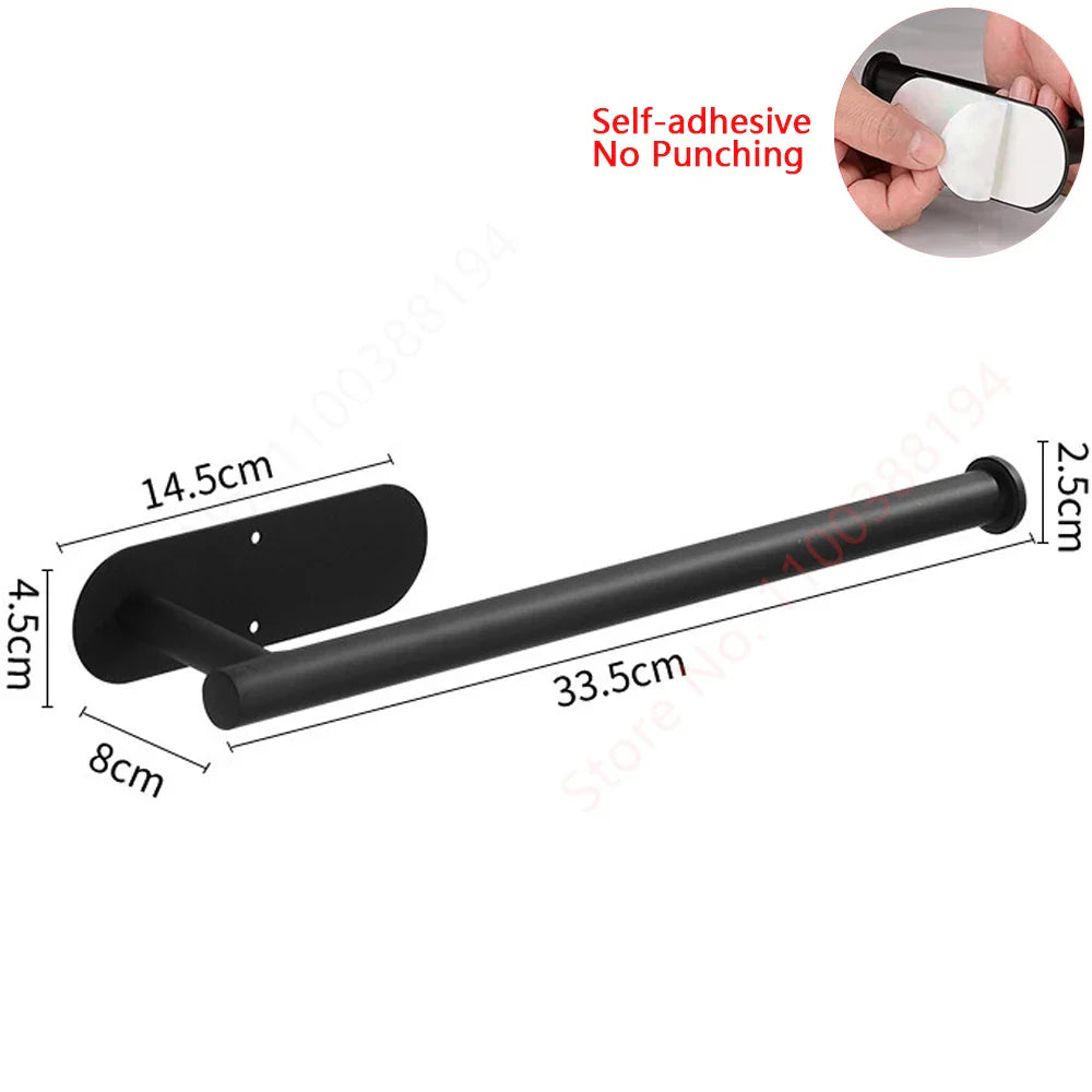 Self-Adhesive Stainless Steel Toilet Paper Holder — No-Drill Wall Mount Tissue & Towel Dispenser (Holds up to 30 cm / 11.8 in)