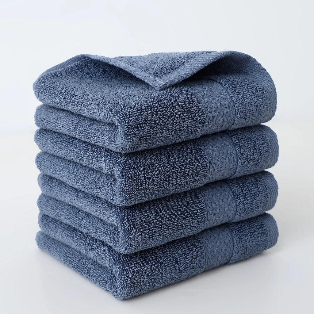 4-Pack Pure Cotton Square Face Towels 30 x 30 cm (11.8 x 11.8 in) Soft Absorbent for Face, Bath & Household