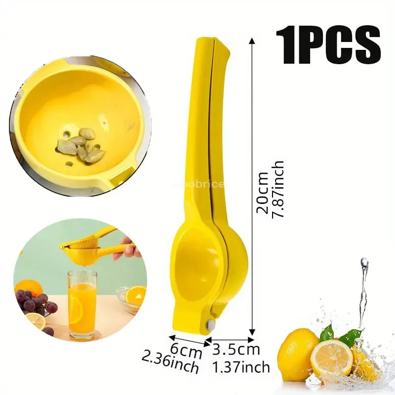 Aluminum Lemon Squeezer Manual Citrus Juicer Handheld Lemon Press – Portable Yellow