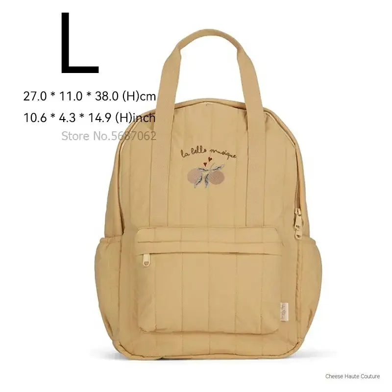 Cherry Parent-Child Kids Backpack — Kindergarten School Bag (Small & Large S/L) Lightweight Cotton Travel Bag for Boys, Girls & Moms