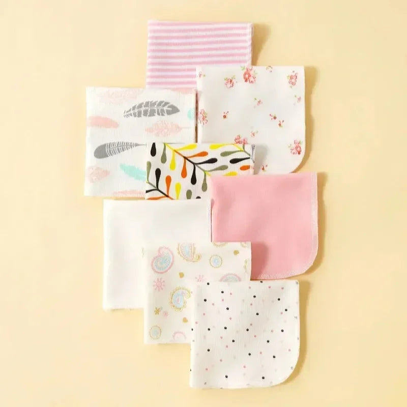 5- or 8-Pack Cotton Newborn Baby Towels Set - Burp Cloths and Nursing Washcloths for Boys and Girls