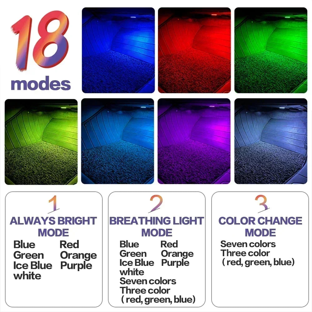 12V LED RGB Footwell Ambient Lights - Car Interior Atmosphere Lighting for Audi, VW, Skoda, Seat, Porsche