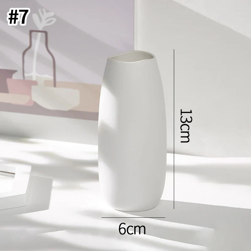White Ceramic Bud Vase Nordic Matte Decorative Vase for Home Living Room Tabletop Flower Arrangements Photo Props