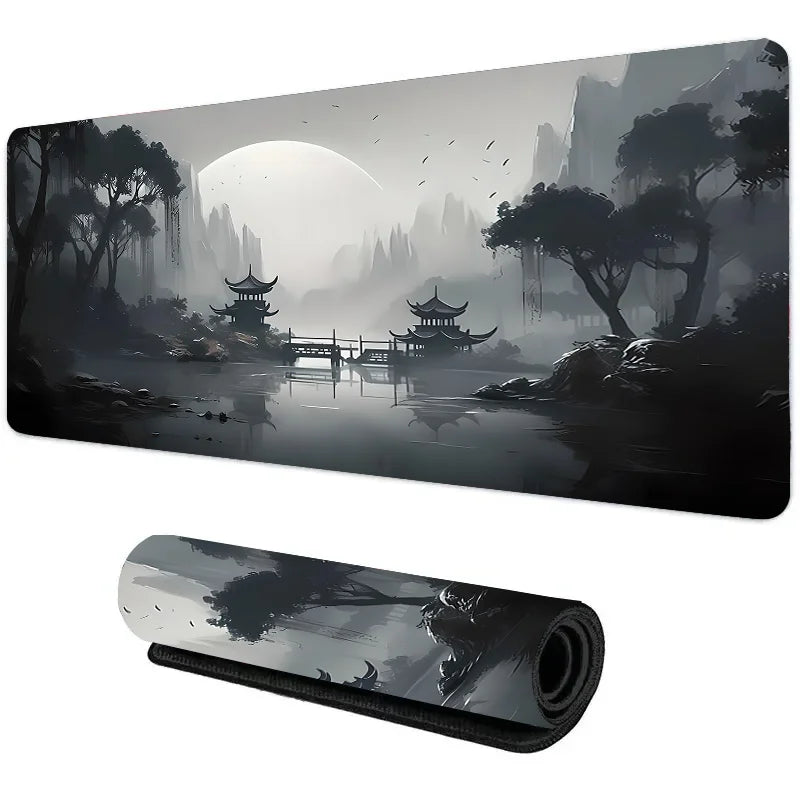 Night Moonlight Large Gaming Mouse Pad Non-Slip Stitched Rubber Desk Mat for Laptop PC Esports