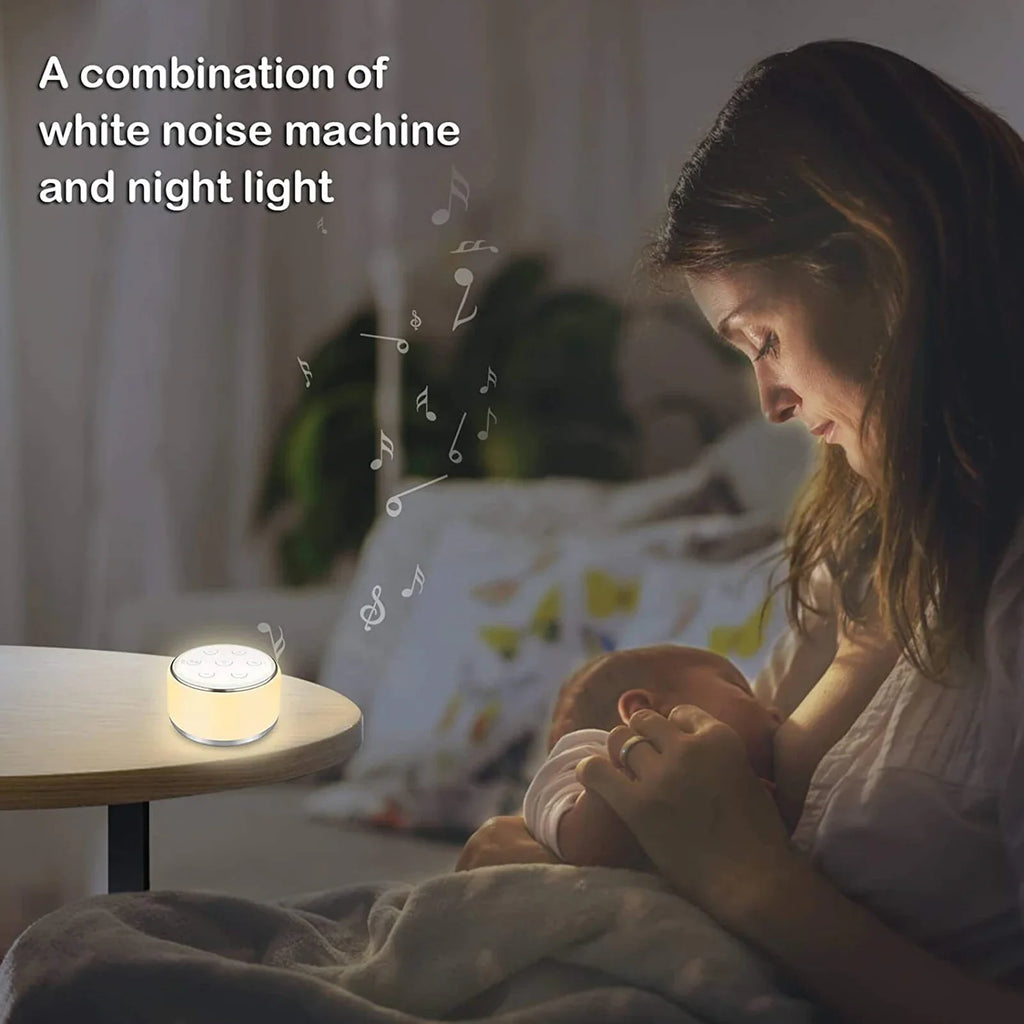 White Noise Machine for Baby – Portable Sleep Sound Machine with 34 Soothing Sounds, 7-Color Night Light, Timer & USB-C Rechargeable