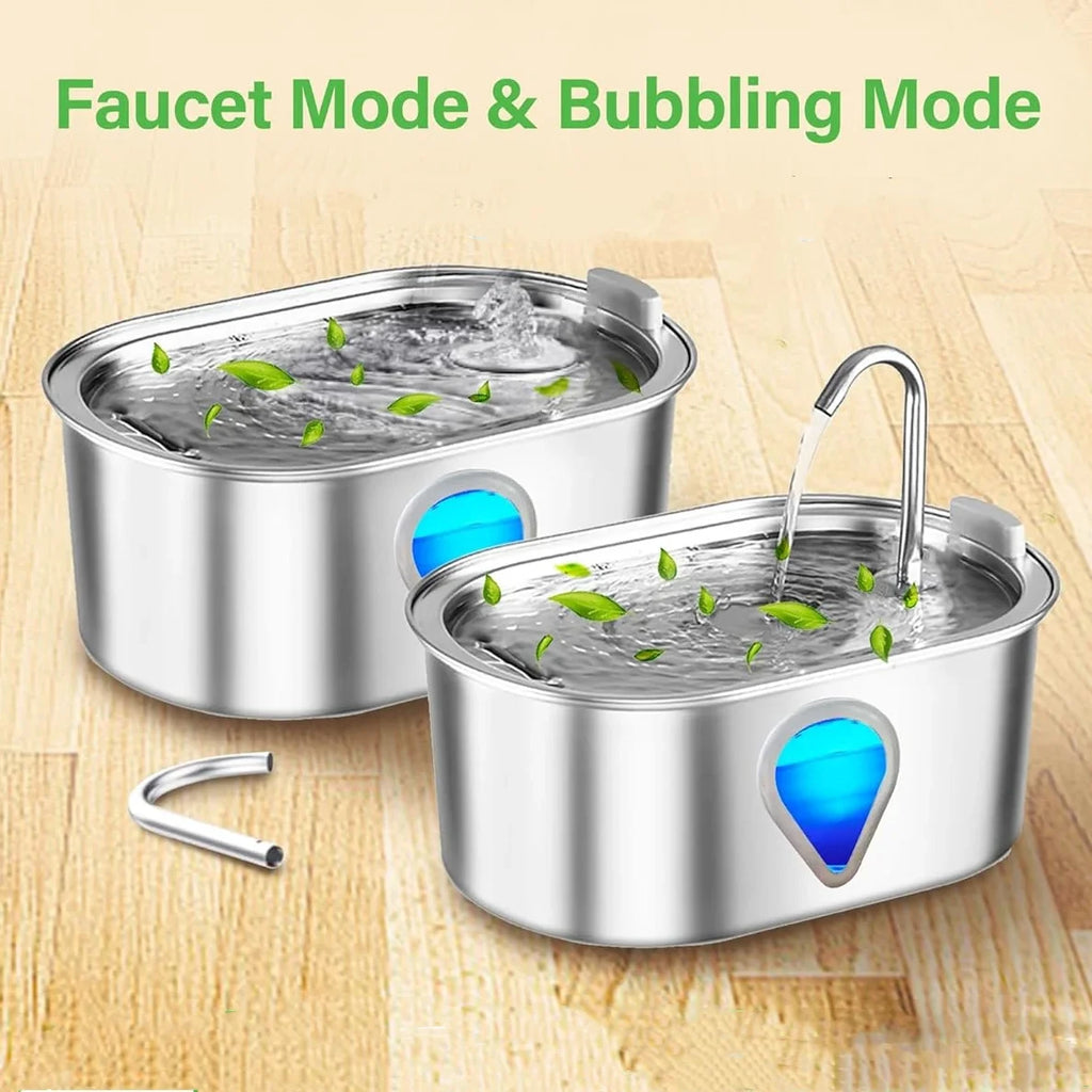 Automatic Stainless Steel Cat Water Dispenser - Rechargeable Pet Fountain, 1.5 L (50 fl oz)