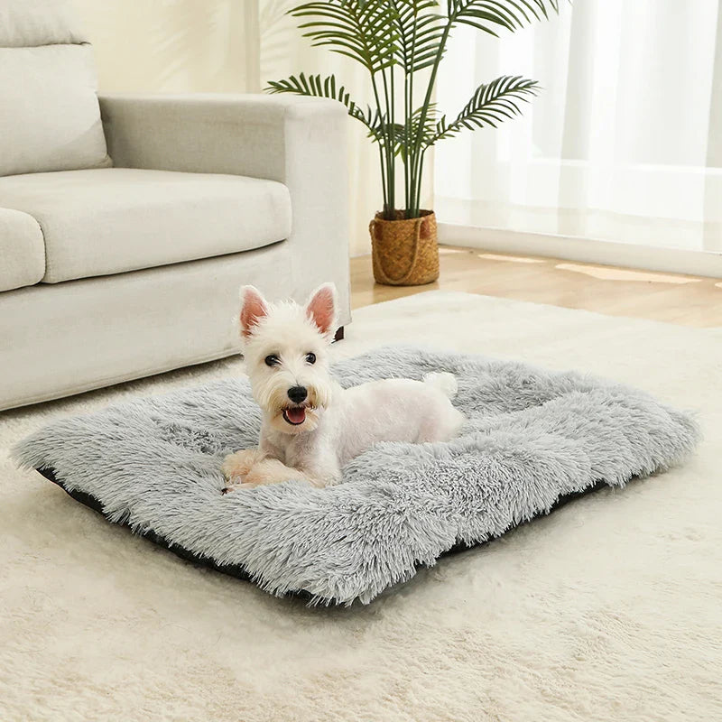 Soft Long Plush Pet Bed for Dogs & Cats – Cozy Basket Cushion Mattress for Sleeping