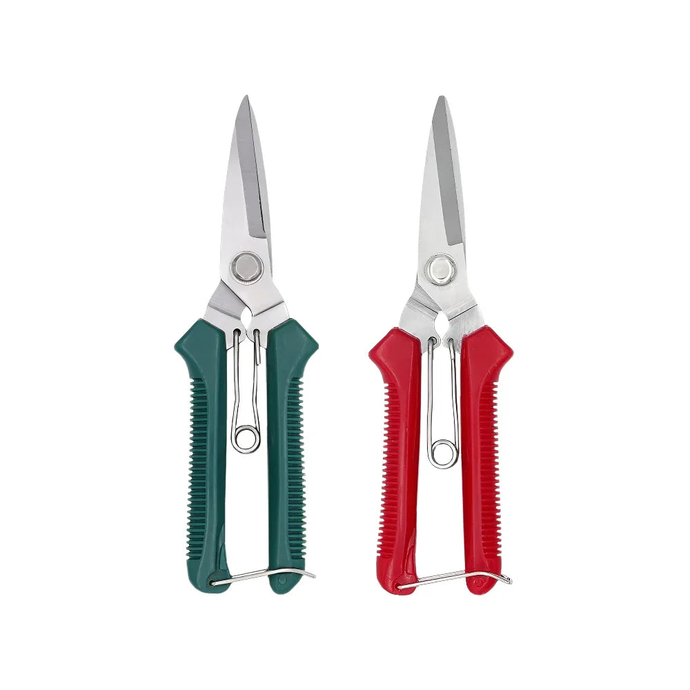 190mm (7.5 in) Straight Pruning Shears Stainless Steel Non-Slip Handle Garden Scissors for Bonsai & Fruit Trees