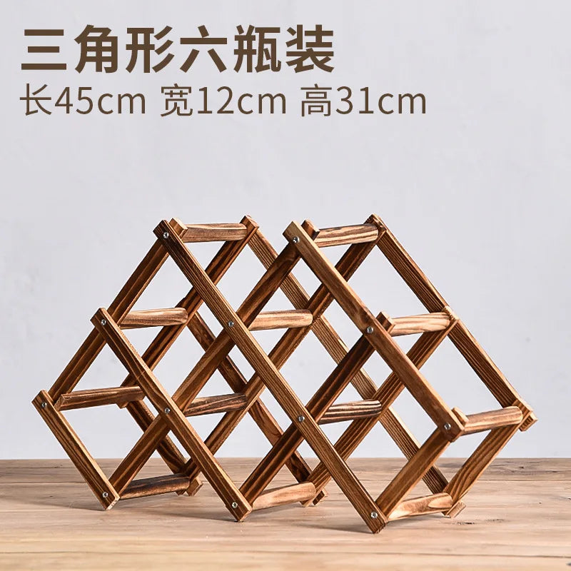 Stackable Folding Wooden Wine Rack – 3/5/6/10-Bottle Pine Wine Shelf for Home Bar