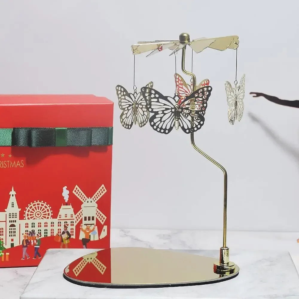 Carousel Candle Spinner Rotating Tealight Holder for Wedding, Christmas & Home Office Decor – Gold, Silver